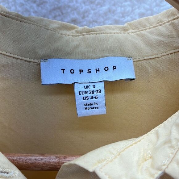 TopShop Shirt Womens‎ Small Yellow Poplin Button Down Oversized Long Sleeve - Picture 3 of 8
